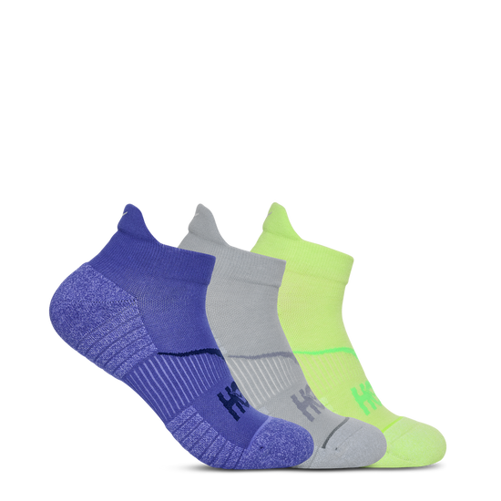 Unisex Hoka No-Show Run Sock 3-Pack Celstl Blue / Minrl Blue / Neon Yuzu hero