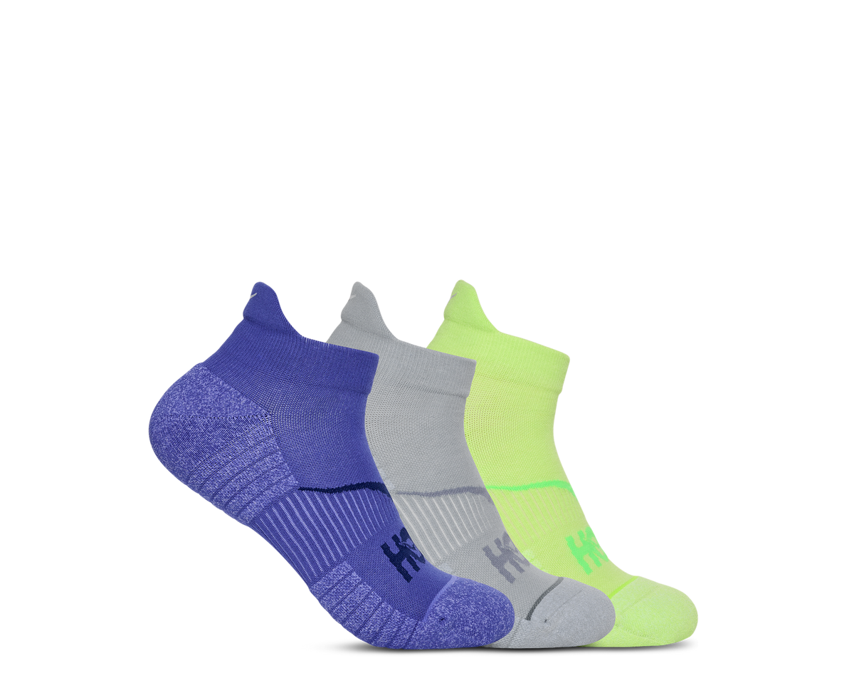 Unisex Hoka No-Show Run Sock 3-Pack Celstl Blue / Minrl Blue / Neon Yuzu hero