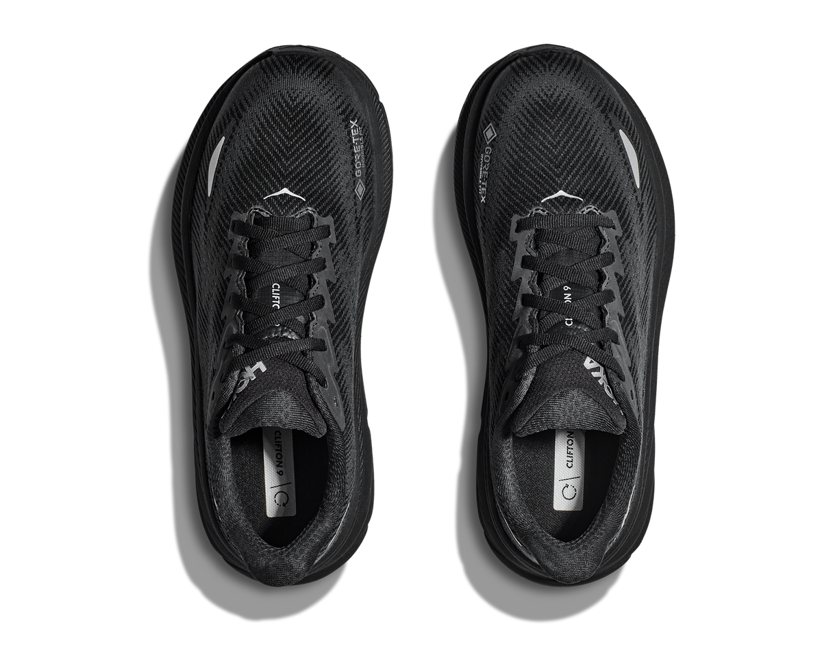 Women's Hoka Clifton 9 GTX (Clearance) Black/Black (FINAL SALE) view 2