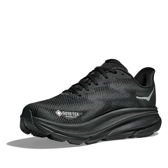 Women's Hoka Clifton 9 GTX (Clearance) Black/Black (FINAL SALE) view 3