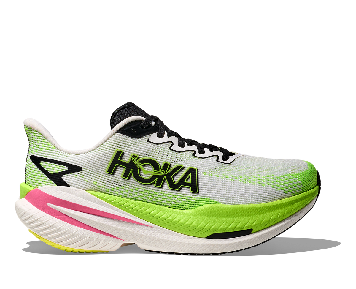 Women's Hoka Mach X 3 White/Neon Lime hero