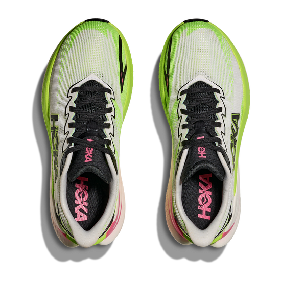 Women's Hoka Mach X 3 White/Neon Lime view 2