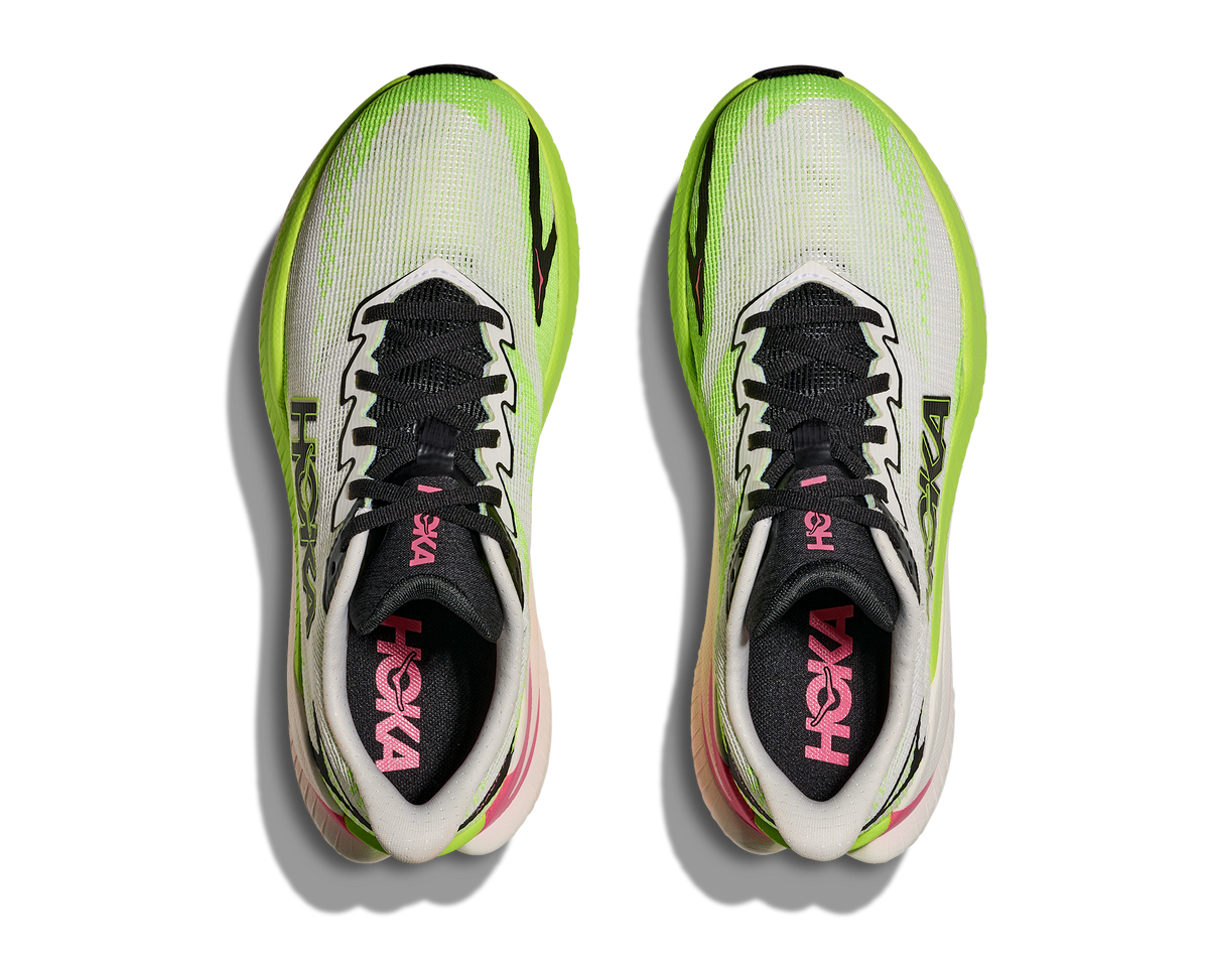Women's Hoka Mach X 3 White/Neon Lime view 2