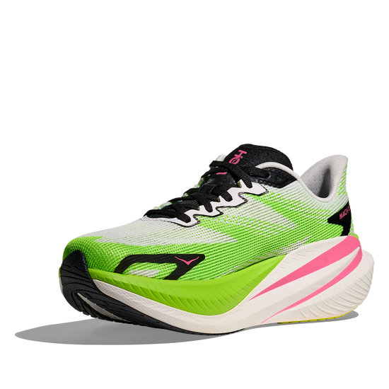 Women's Hoka Mach X 3 White/Neon Lime view 3