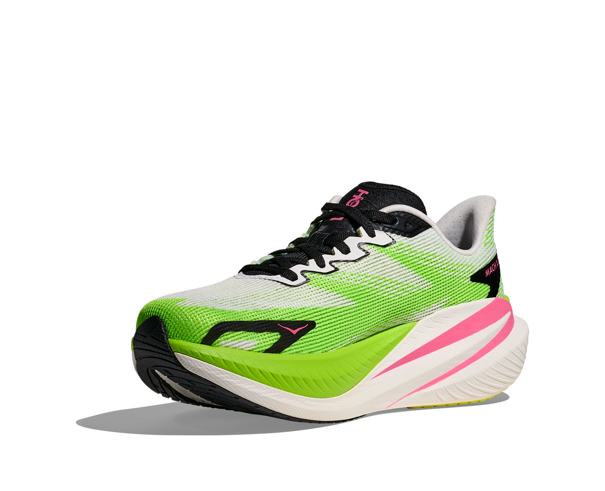 Women's Hoka Mach X 3 White/Neon Lime view 3