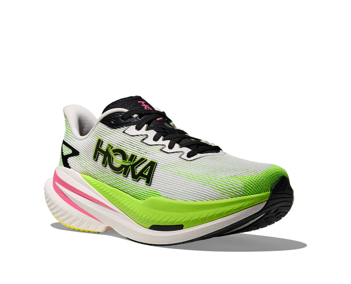 Women's Hoka Mach X 3 White/Neon Lime view 6