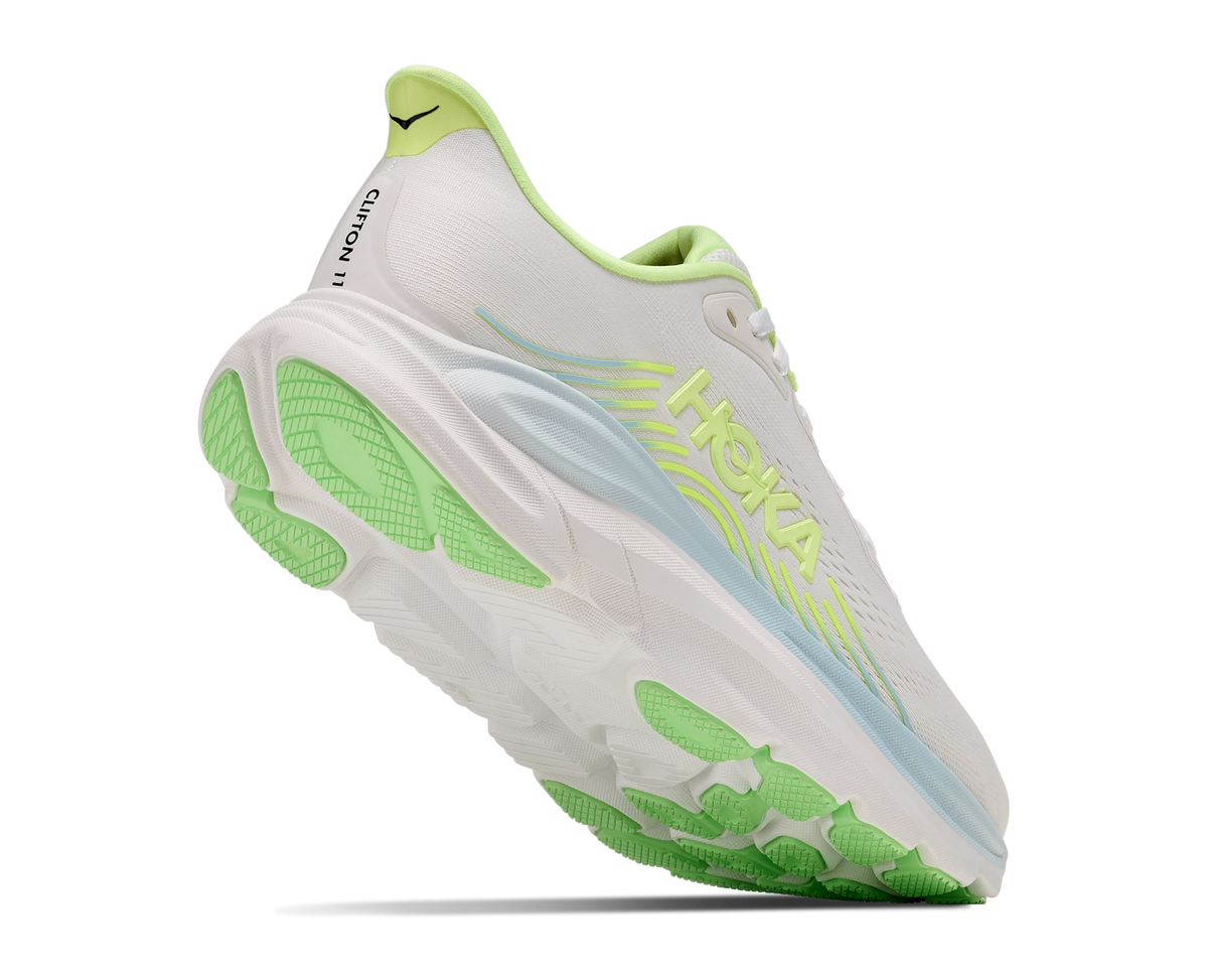 Women's Hoka Clifton 11 Frost / Neon Yuzu view 4