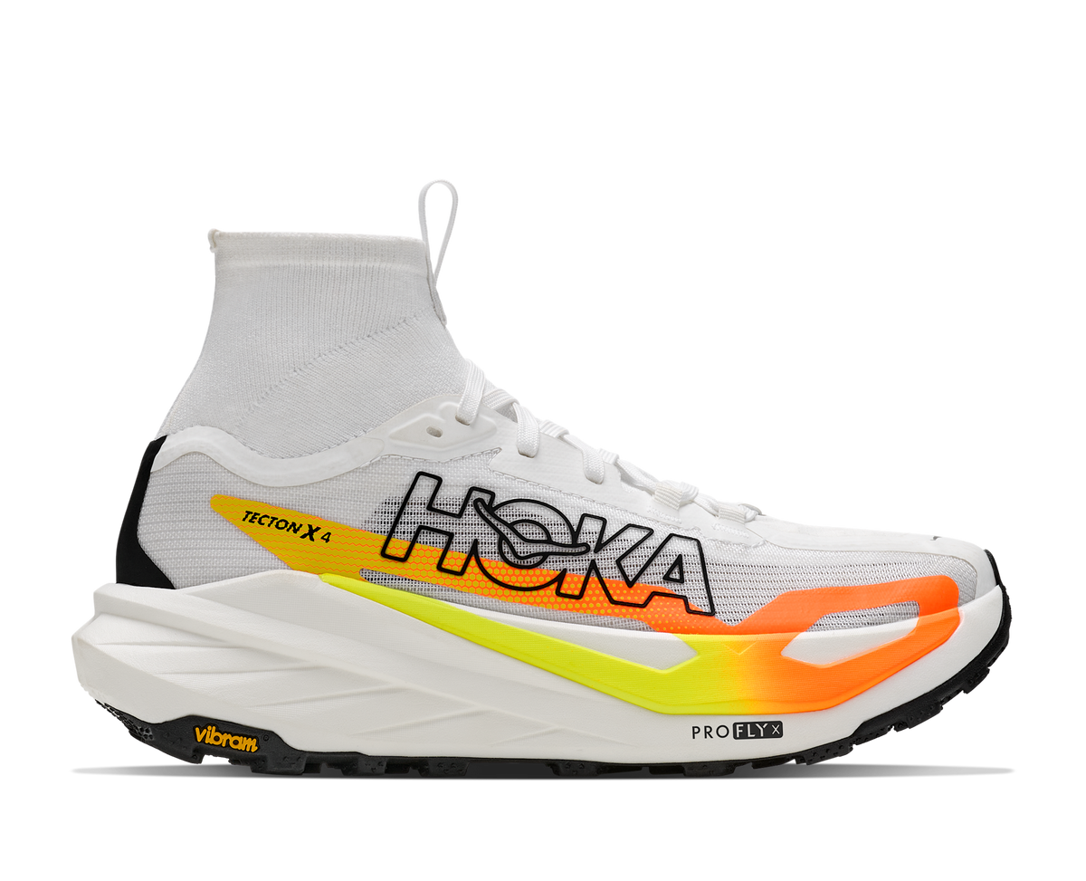 Men's Hoka Tecton X 4 Frost/ Neon Tangerine hero