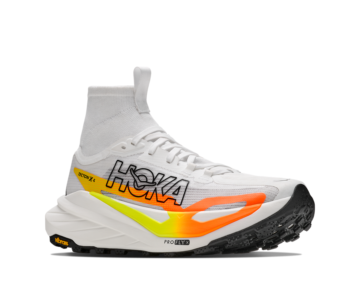 Men's Hoka Tecton X 4 Frost/ Neon Tangerine view 6