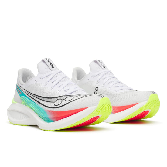 Women's Saucony Endorphin Pro 5 White | Multi - pair, three quarter angle