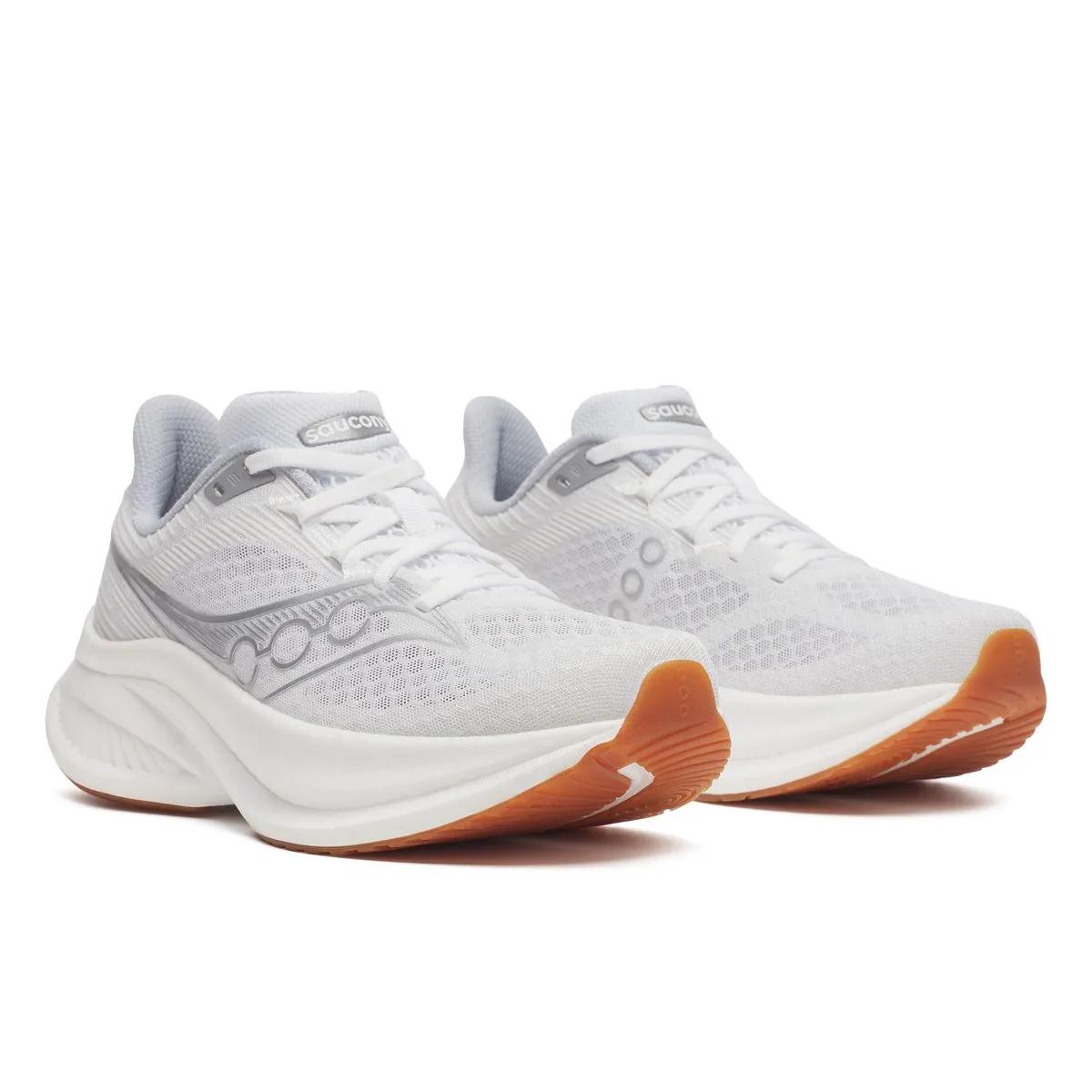 Women's Saucony Endorphin Speed 5 (Clearance) White Gum - pair, three quarter angle