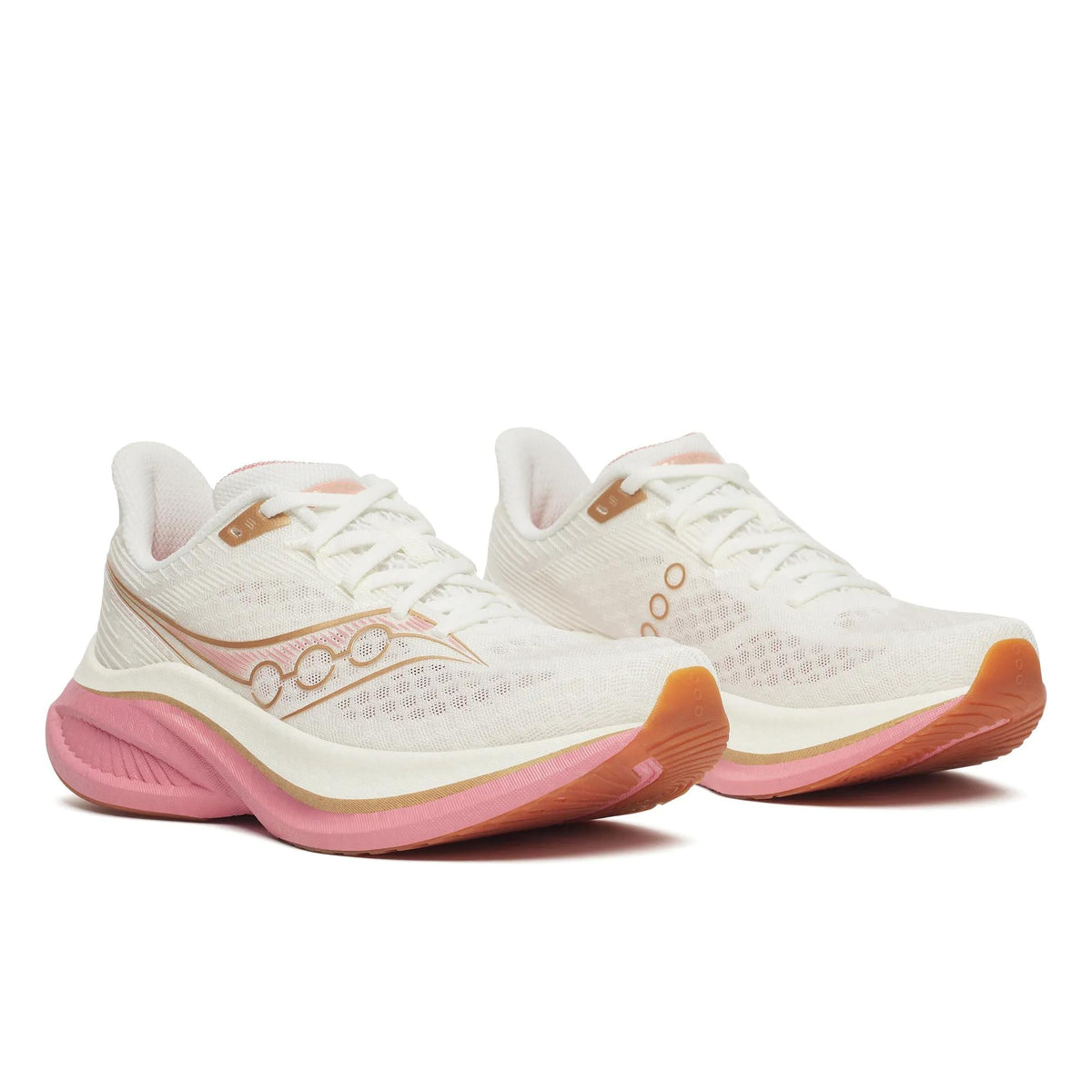 Women's Saucony Endorphin Speed 5 (Clearance) Ivory Mauve - pair, three quarter angle