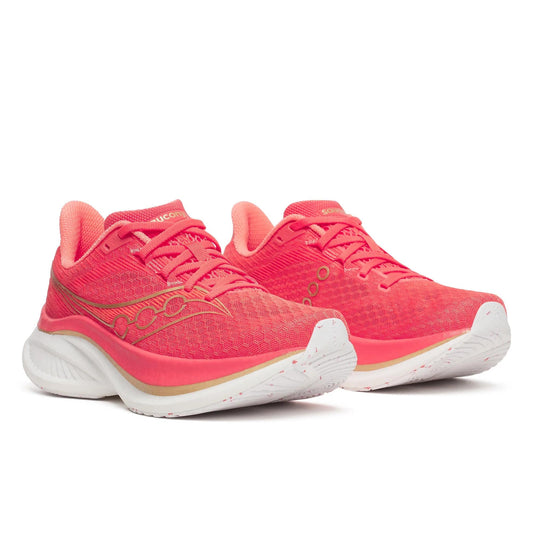 Women's Saucony Endorphin Speed 5 (Clearance) Coral Salmon - pair, three quarter angle
