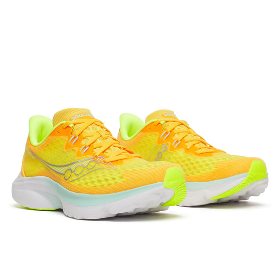 Women's Saucony Kinvara 16 Sunrise - pair, three quarter angle