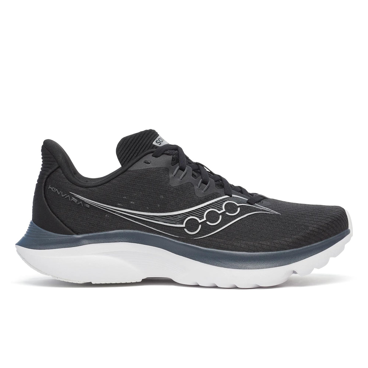 Women's Saucony Kinvara 16 Black White - lateral side profile