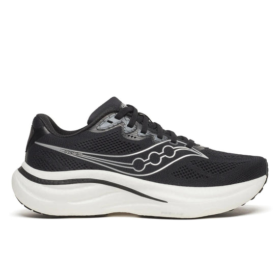 Women's Saucony Ride 19 Black Silver - lateral side profile