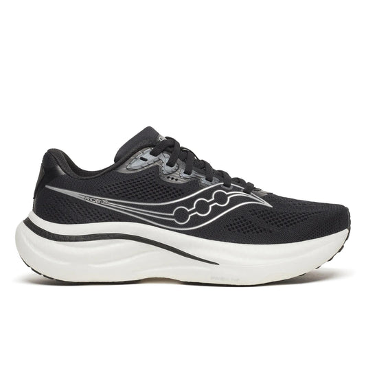 Women's Saucony Ride 19 Black Silver - lateral side profile