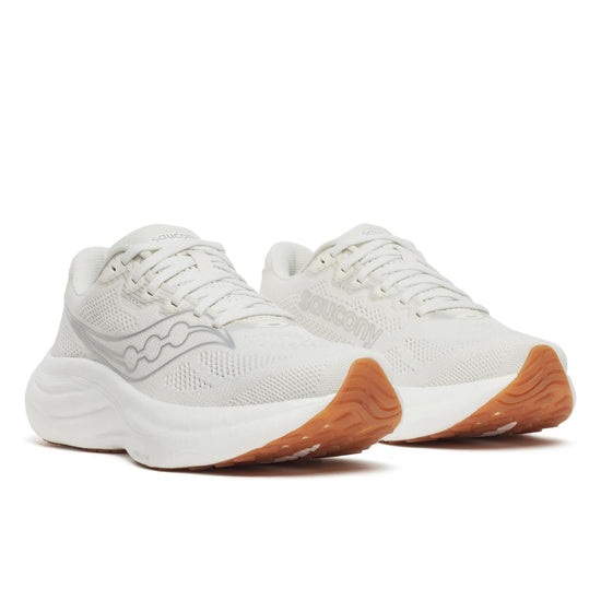 Women's Saucony Ride 19 Ivory Gum - pair, three quarter angle