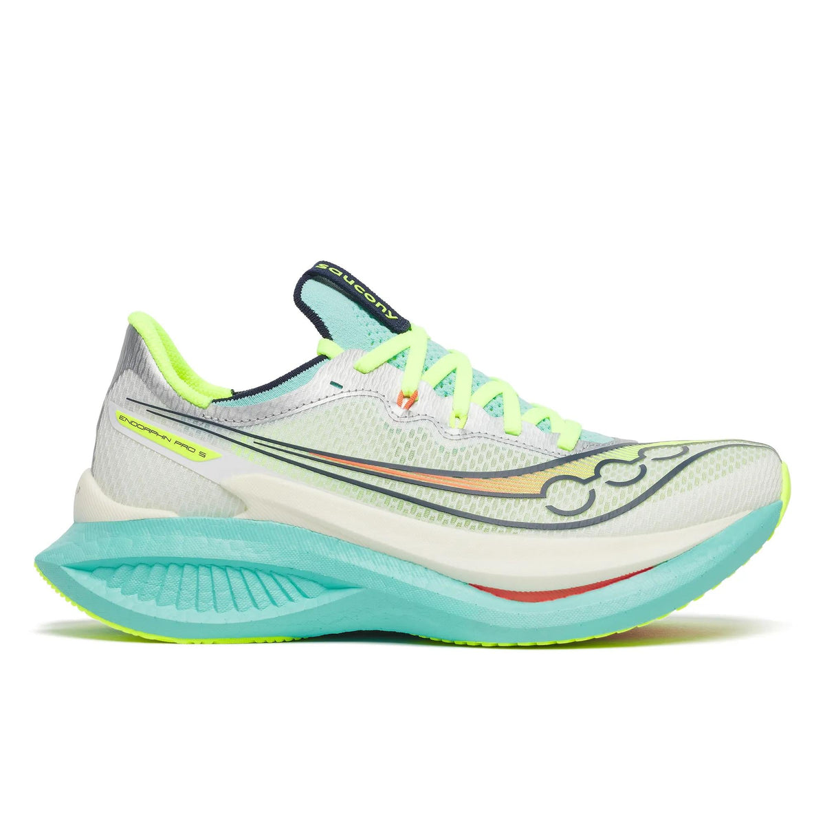 Women's Saucony Endorphin Pro 5 White | Splash - lateral side profile