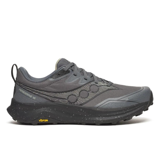 Men's Saucony Peregrine 16 Carbon Black - lateral side profile
