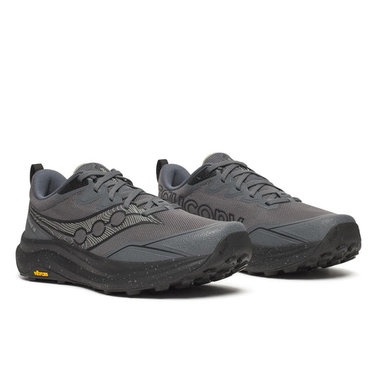 Men's Saucony Peregrine 16 Carbon Black - pair, three quarter angle