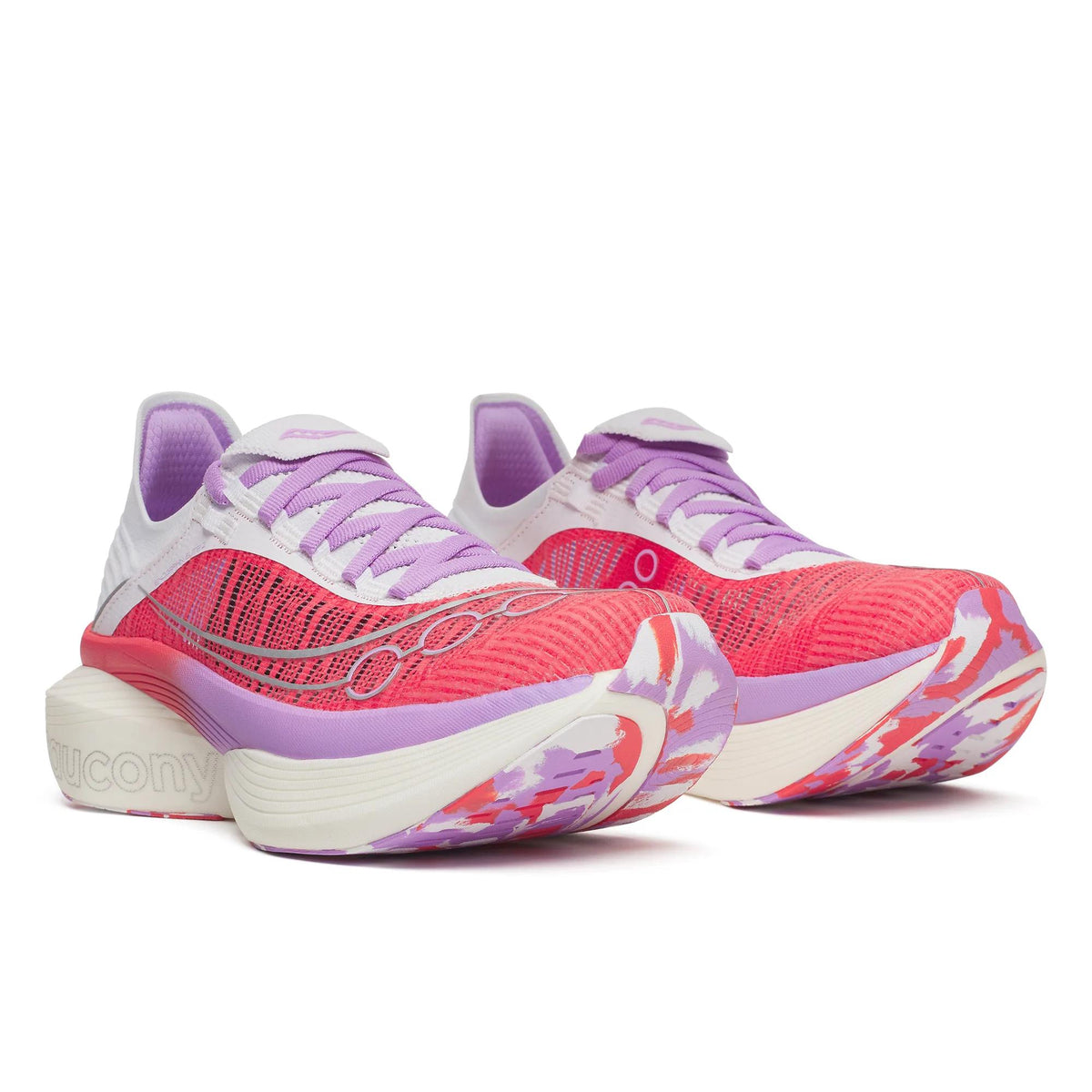 Unisex Saucony Endorphin Elite 2 (Clearance) Coral White - pair, three quarter angle