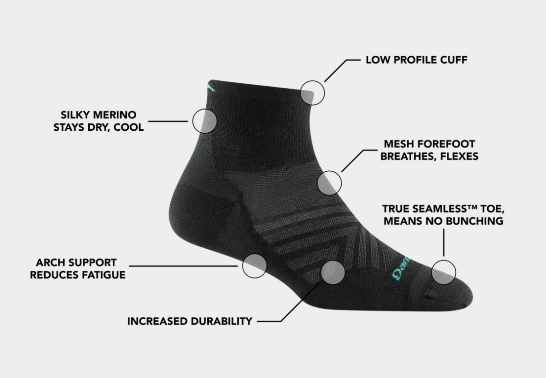 Women's Darn Tough Run Quarter Ultra-Lightweight Running Socks - Image 4