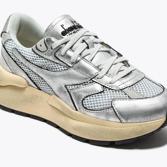 Women's Diadora Mercury Elite Silver Heritage Leather Sneaker - Image 2