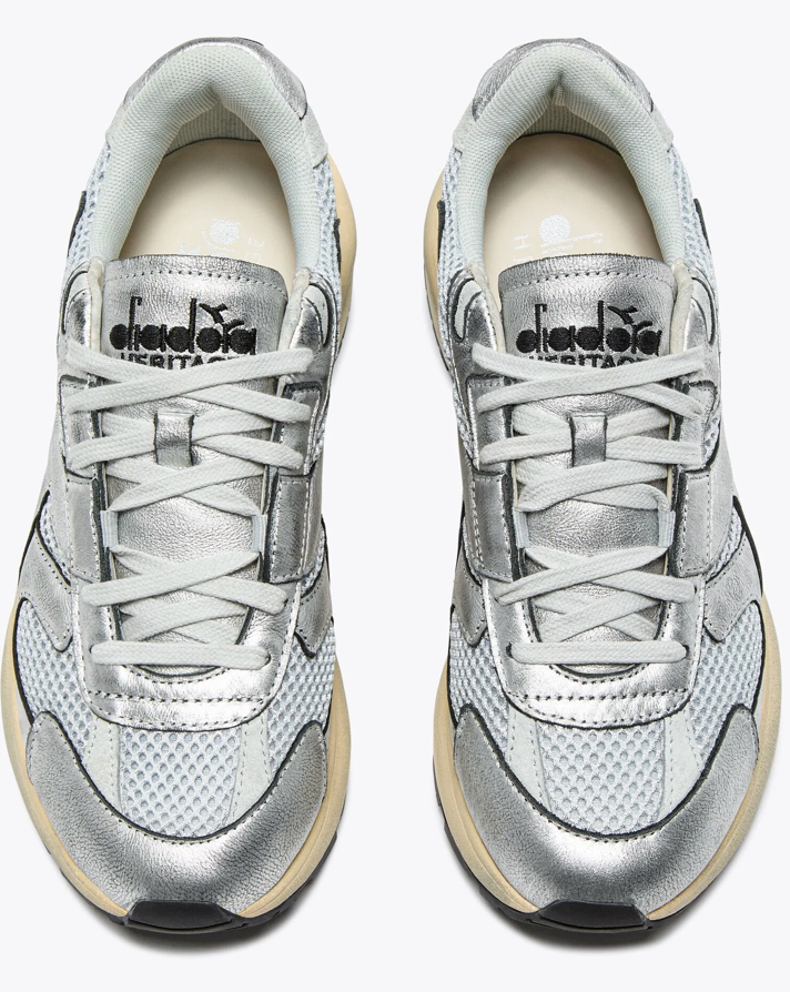 Women's Diadora Mercury Elite Silver Heritage Leather Sneaker - Image 4